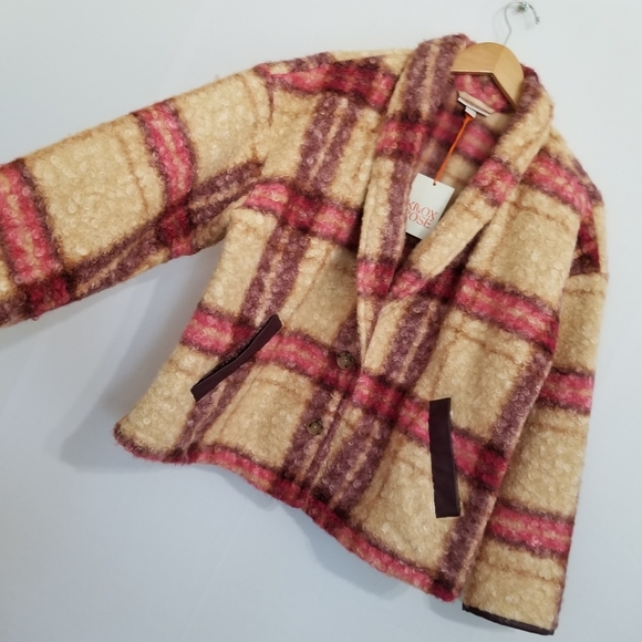 NWT Knox Rose Burgundy Check Print Jacket Size Large - Picture 3 of 12